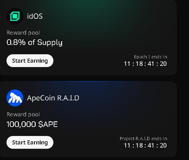 crypto_samir2's tweet image. 🚀 Two huge reward pools are LIVE! 💰

🔥 @idOS_network – 0.8% of total supply
🦍 @apecoin R.A.I.D – 100,000 $APE

⏳ Only 11 days left! Don’t miss your chance — start earning today! 💎

#Airdrop #DeFi #CryptoRewards #ApeCoin #idOS