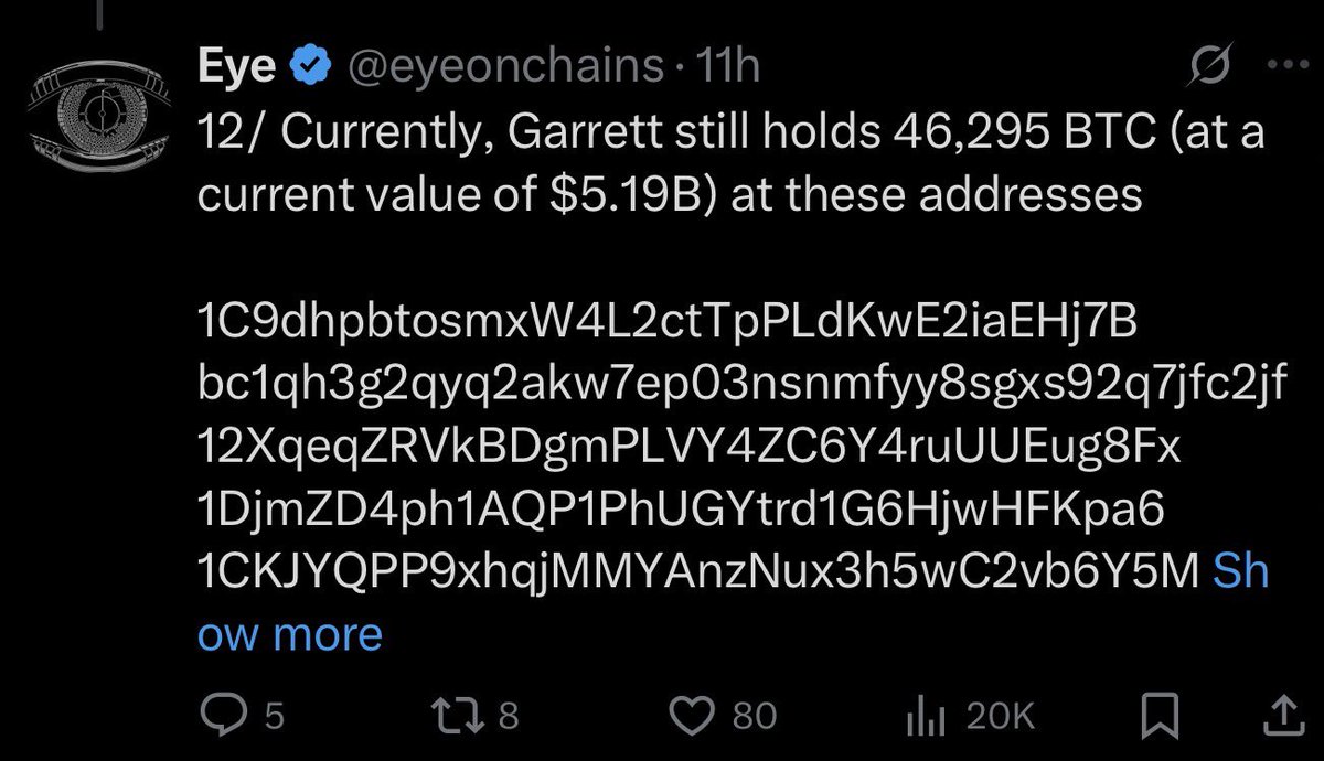 eyeonchains @Awkw4rd01 @GarrettBullish @emmettgallic You definitively say  in your post the Bitcoin whale is Garrett Jin and now in your reply to me  say “these are certainly BTC from multiple entities”