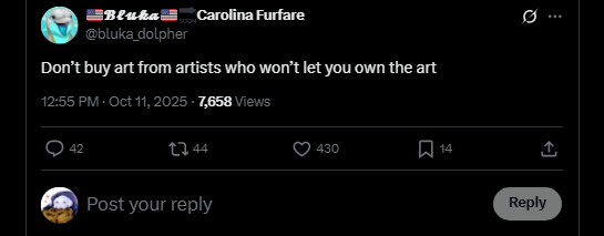 Hey all, I don't like calling people out... But this guy is a POS and is promoting feeding commissioned work into generative AI even when it's against the artist's TOS.
Might wanna block and blacklist them and some folks who comment on their posts