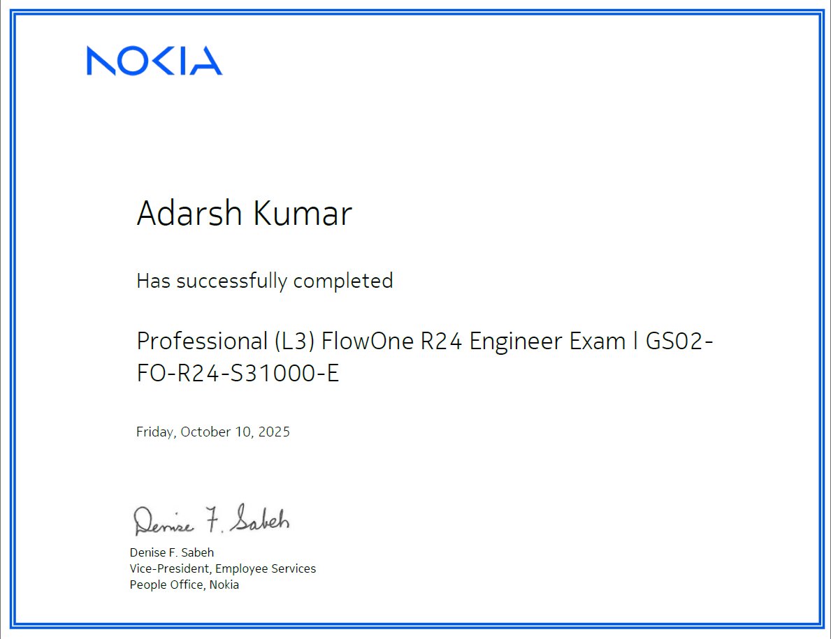 AdarshKumar206's tweet image. Hello Coders,

I am very excited to share that I have successfully completed L3 FlowOne Engineer Exam Certification.

#LearnInPublic #buildinpublic #nokia #connect #frontend #backend #fullstack #remotework #remotejob #mern #java #react