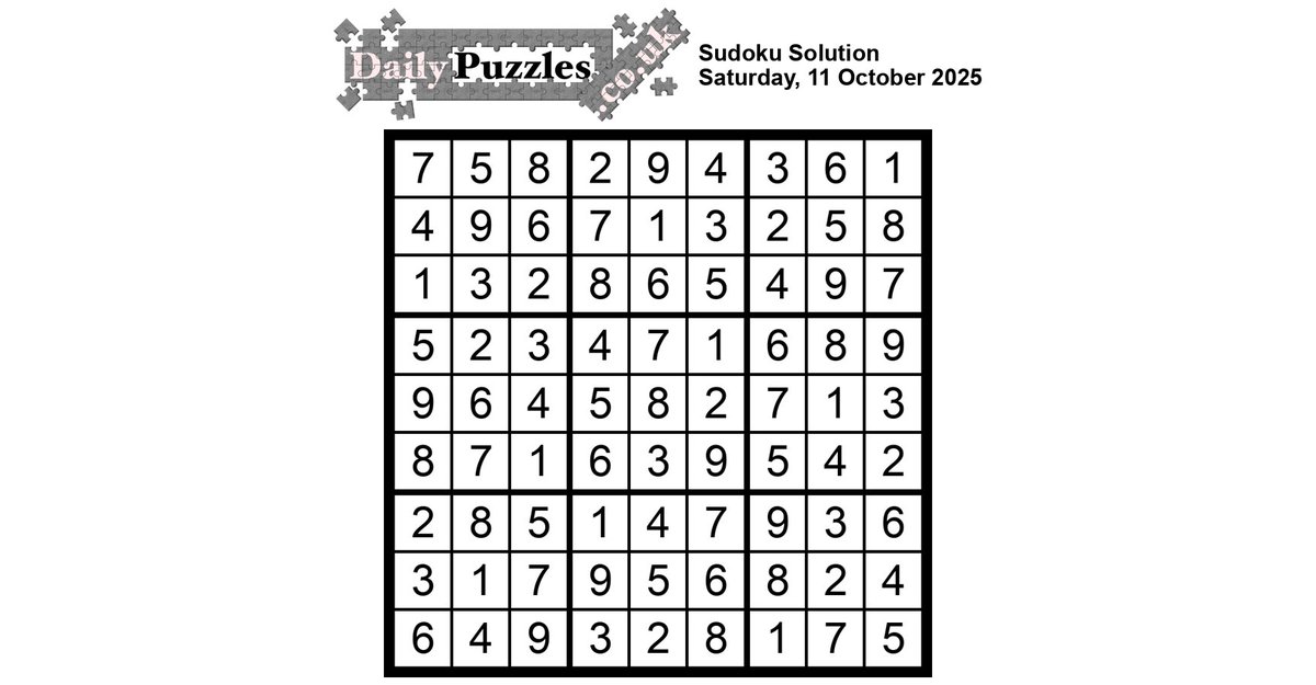dailypuzzlesuk's tweet image. Sunday Sudoku! A proper puzzle to kick back with before you start your Sunday dinner preparations. Get cracking!
dailypuzzles.co.uk/sudoku

#sudoku #puzzle #puzzles #brainteaser