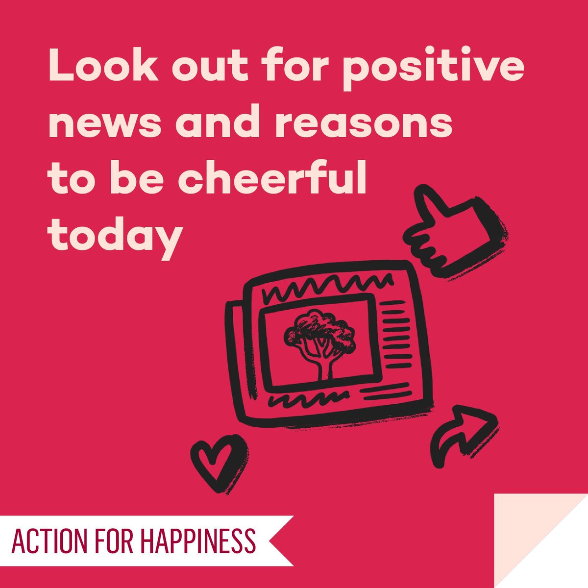 actionhappiness's tweet image. Optimistic October - Day 12: Look out for positive news and reasons to be cheerful today actionforhappiness.org/optimistic-oct… #OptimisticOctober