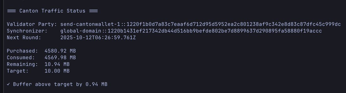 ✅Canton Mainnet Gas Automation: Validator should now be able to keep up with all of your traffic needs.