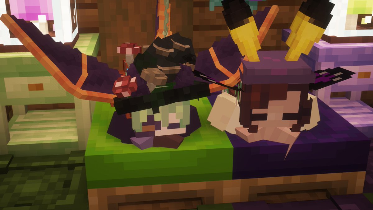 EdenLive416's tweet photo. After a long day of exploring and welcoming new people to Caligo, Olive and Flutter have done to sleep in their hatched form! Yes we are still considered eggs, we just have Hatched from our shells! @FlutterTD #Caligosmp #mcrp #moddedsmp #mcsmp https://t.co/oeDUMCnKqN