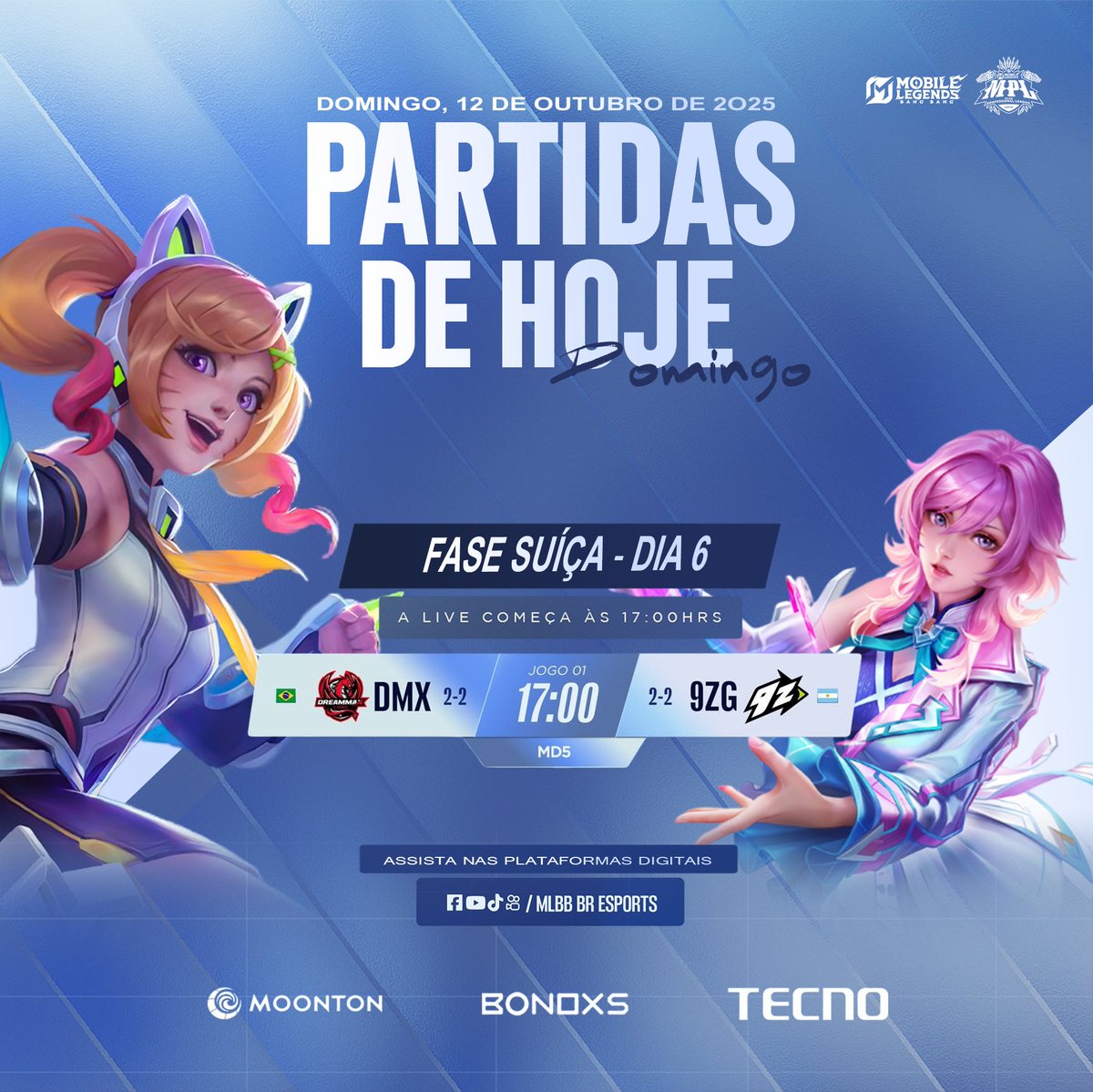 wildsonnoficial's tweet photo. ⚔️ Dia 6 – MPL LATAM S4
A Fase Suíça chega ao seu último confronto! 🔥

TALENTOS 
MPL LATAM S04
@Henriq_CB | @BaneMLWP |@dienaww_ |@Hadescdz 

📺 Transmissão ao vivo:
YouTube, Facebook e TikTok — @mlbbbresports  

#MPLLATAM #MLBB #MobileLegendsBangBang #JogamosJuntos https://t.co/YZ2i9CFC8q