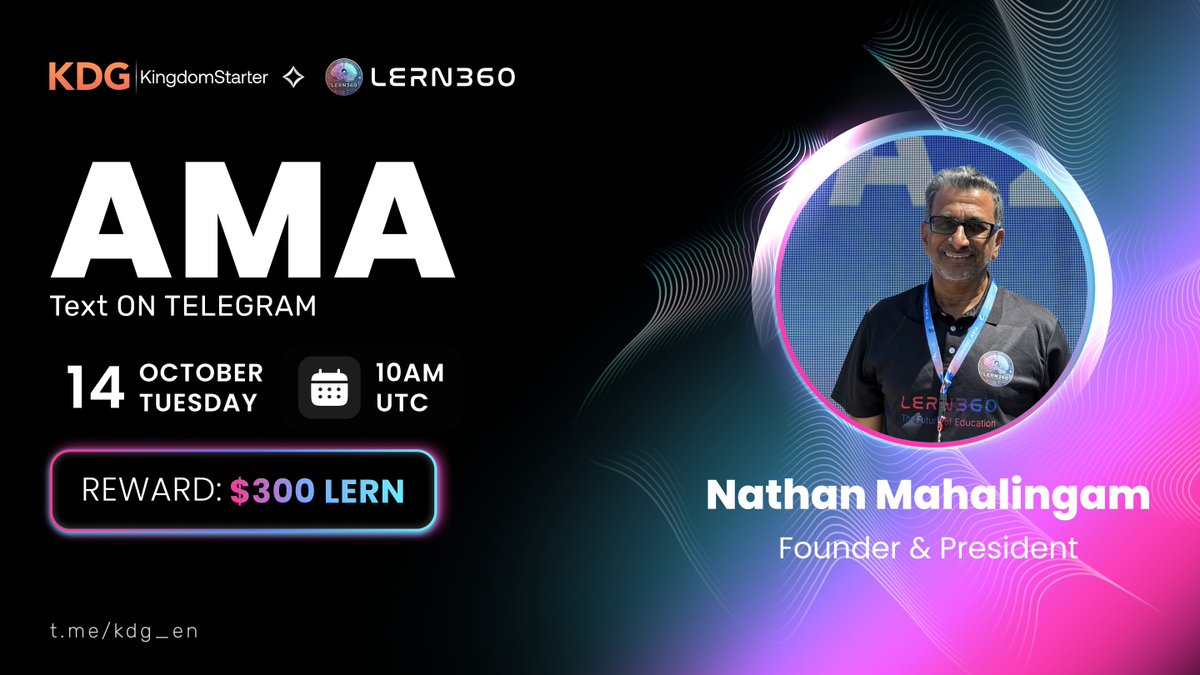 Kingdomstarter's tweet image. 📝[TEXT #AMA] KDG x @lern360  💬🚀🪐

🌟The #LERN360 project is a next-generation #Web3-powered e-learning platform that integrates blockchain, artificial intelligence, and token-based incentives to revolutionize global education.

🔥AMA details
🔔Date: 10AM UTC 14th October…