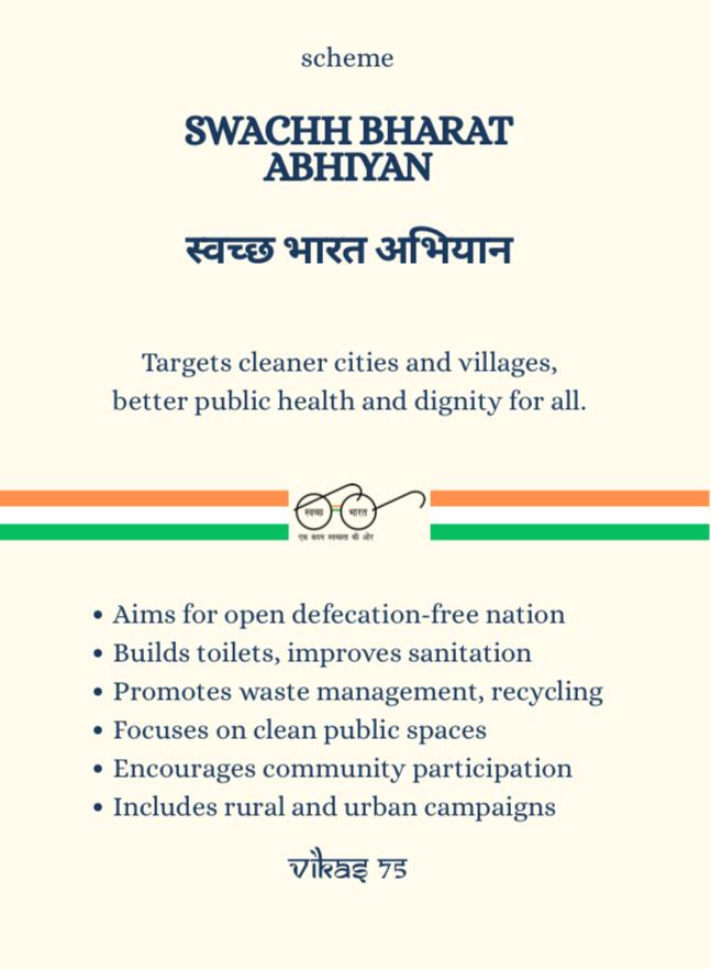 SujeetKOfficial's tweet image. #KnowYourScheme
#SwachhBharatAbhiyan aims to create cleaner cities and villages, ensuring better public health and dignity for all. The campaign focuses on achieving an open defecation-free India, building toilets, improving sanitation, promoting waste management and recycling,…