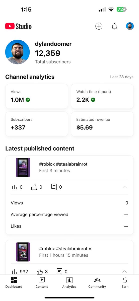 DylanDoomer's tweet image. 1 million views MAMA WE MADE IT!!!!!!!