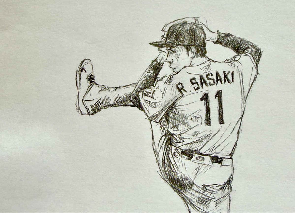 kijimunam's tweet image. #佐々木朗希 #RokiSasaki #Dodgers #Roki #Postseason #LetsGoDodgers #drawing