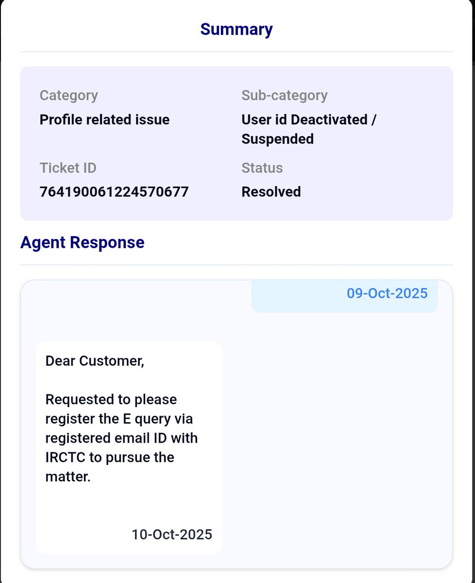 destructrix's tweet photo. @IRCTCofficial @IRCTCofficial raised concern but got this reply. What kind of justification or response is this ? https://t.co/sFNfpc4xzy