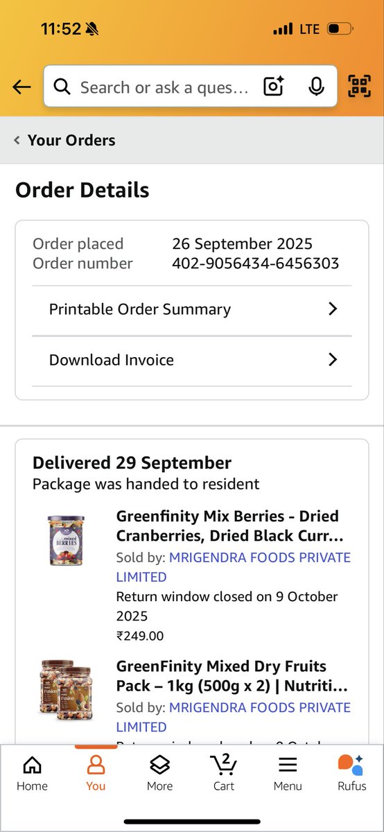 Dharmen51370145's tweet photo. @AmazonHelp 

I ordered some food product from amazon on 26sep2025 and it shows delivered on 29sep2025 but I didn’t received it after that I tried to raised a complaint against it but support team said you have to complaint within 7 days.
I am a prime costumer since 4-5 years https://t.co/Uony8Q079z
