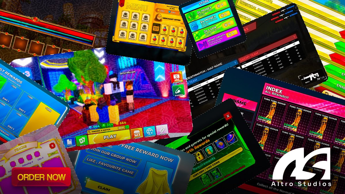 AltroUIUX's tweet image. 🕵 Need a standout front-page UI designer for your Roblox game? 
Look no further DM me for commissions or reviews. 
📷 Discord: altrodesigns 
 #RobloxDev  #RobloxUI #RobloxUis