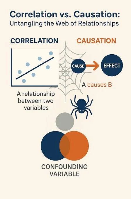 NorAlthumiri's tweet photo. من أكثر المفاهيم التي يُساء فهمها في التحليل الإحصائي هو الخلط بين 
الارتباط (Correlation) والسببية (Causation).

وجود علاقة رقمية بين متغيرين لا يعني بالضرورة أن أحدهما يسبب الآخر. قد يتحركان معاً… دون أن يكون بينهما أي علاقة سببية حقيقية.

الارتباط يخبرنا أن القيم تتغير معاً،
أما السببية فتخبرنا أن أحد المتغيرات هو الذي أحدث التغير في الآخر.

مثال:
في الصيف، ترتفع مبيعات المثلجات وعدد حالات الغرق في الوقت نفسه.

البيانات تُظهر ارتباطًا قوياً بين الاثنين، لكن لا يمكن القول إن تناول المثلجات “يسبب” الغرق. المتغير الخفي هنا هو الحرارة، التي تجعل الناس يشترون المثلجات ويسبحون أكثر.

مثال آخر :
قد تظهر دراسة أن من يتناولون مكملاً غذائياً معيناً يتمتعون بصحة أفضل.

لكن السبب قد لا يكون المكمل نفسه، بل لأن هؤلاء الأشخاص عادةً يتبعون نظاماً صحيتً أفضل ويمارسون الرياضة.

العلاقة صحيحة رقمياً… لكنها ليست سببية.

كيف نميز بينهما؟
١- السببية تتطلب تسلسلًا زمنيًا واضحًا: السبب يسبق النتيجة.

٢- يجب استبعاد العوامل المشتركة (Confounders) التي تؤثر في المتغيرين معاً.

٣- التجارب العشوائية (Randomized Controlled Trials) هي الطريقة الأقوى لإثبات السببية لأنها تعزل التأثير الحقيقي.

الارتباط يخبرك أن هناك علاقة، لكن السببية تخبرك أن هناك تأثيراً. ليس كل ما يتحرك معاً مرتبطاً سببياً.