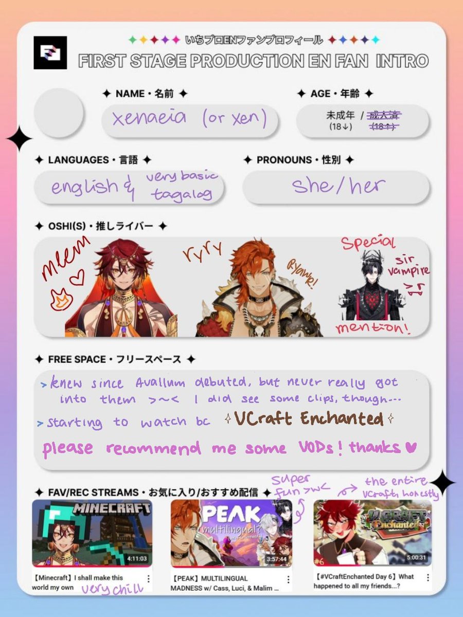 xenaeia_'s tweet image. made a #NijiIntro &amp;amp; #FSPENintro !!! uhhh i&apos;m sort of new to the nijien community (been very infrequent over the years), but i&apos;m especially new to fsp en... additional info about me in the comments~

basic DNI criteria