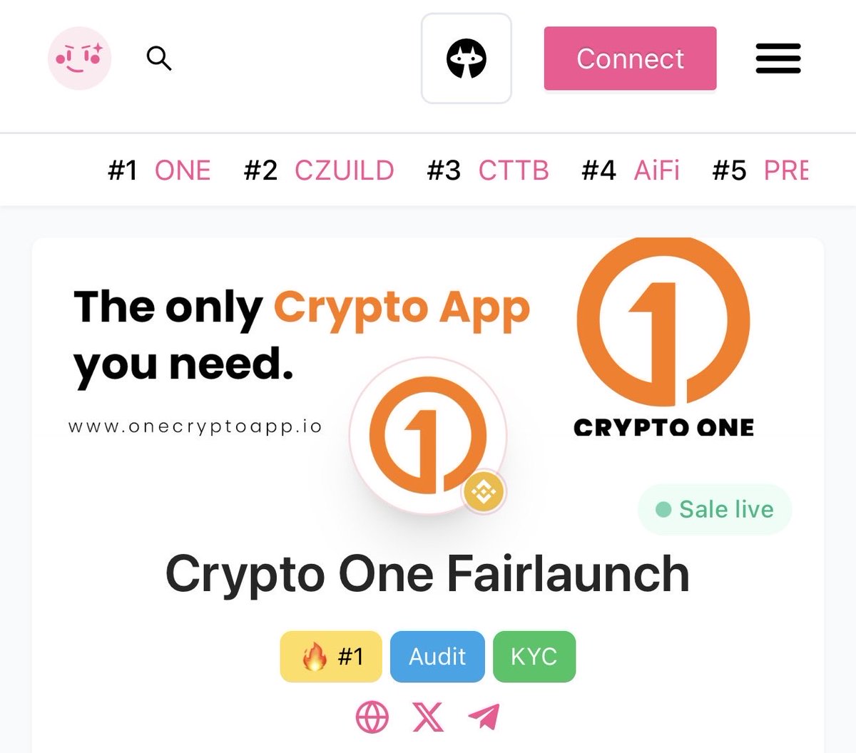 Onecryptoapp's tweet image. We have been trending No.1 on #Pinksale for days! 

#Presale #Pinksale