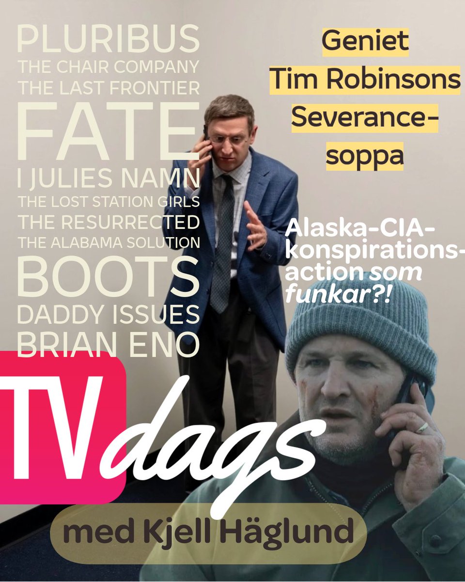Veckans stora tv-recensionspaket – Kjell går på djupet med Tim Robinson i The Chair Company + Pluribus, The Last Frontier, Fate, I Julies namn, The Lost Station Girls, The Resurrected, The Alabama Solution, Boots, Daddy Issues m.m.
tvdags.ghost.io/235-tim-robins…