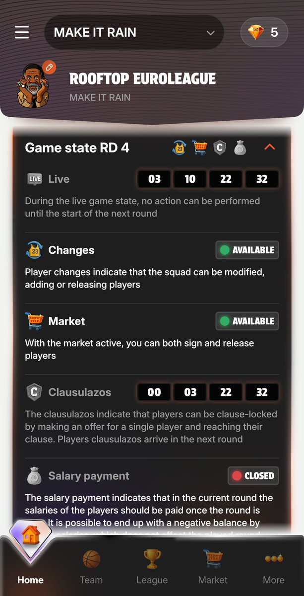 In the GAME STATE in the home page of every league you'll have the countdown for everything! Key to take a look always to the "game state"😉