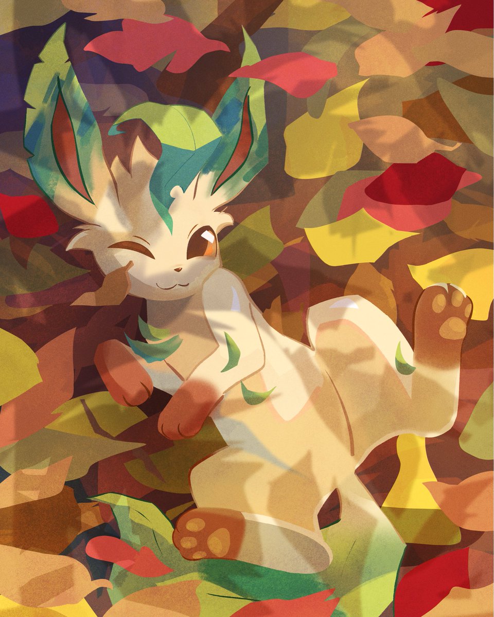 Leafeon enjoying the fallen leaves 🍂