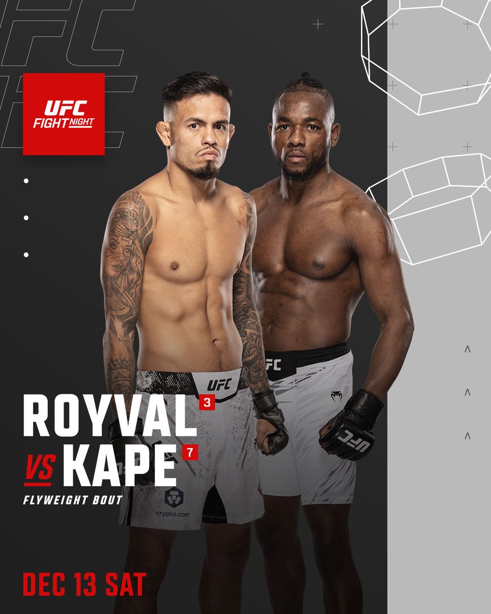 ufc's tweet image. ICYMI there is HEAT coming to APEX 👀🔥

@BrandonRoyval and @ManelKape will collide in the #UFCVegas112 main event!