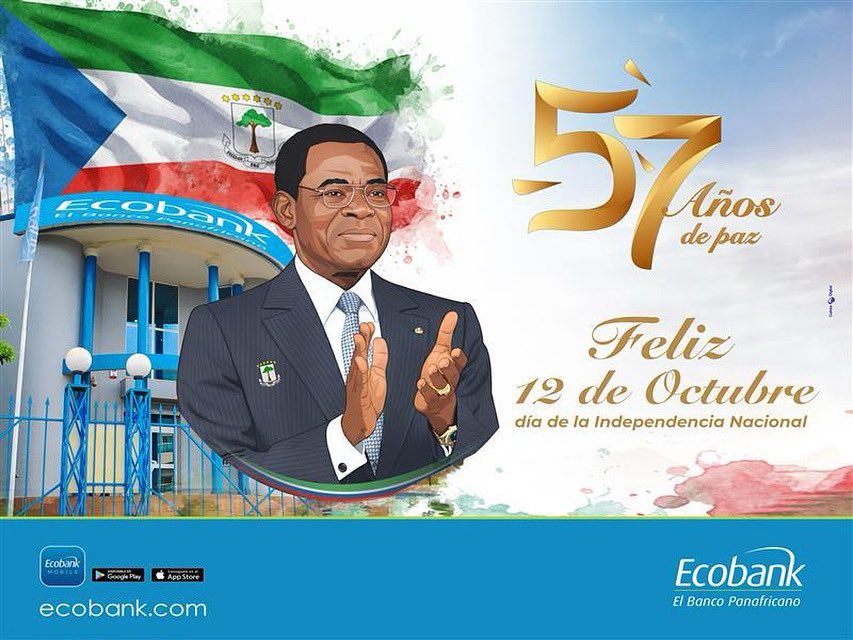 Ecobank G.E. celebra junto al pueblo ecuatoguineano su 57 Aniversario de INDEPENDENCIA, comprometidos con seguir impulsando el crecimiento y el desarrollo del país, acompañándolo en su camino hacia un futuro próspero y lleno de oportunidades.
#Felizindependencia 
#Ecobankgq