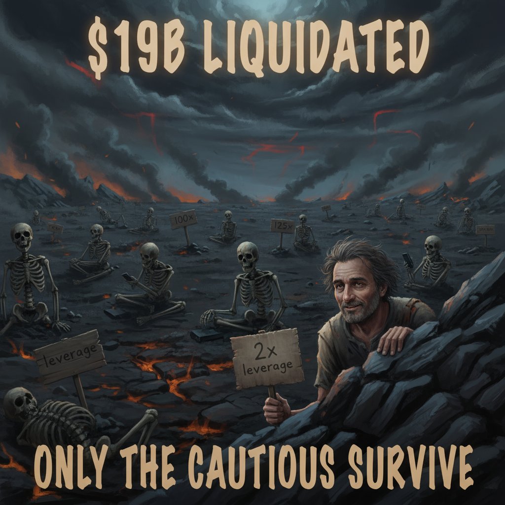 Meme777Life's tweet photo. LEVERAGE APOCALYPSE 
$LEVAPOC

$LEVAPOC is a satirical meme token born from the brutal realities of the crypto market, specifically the recent liquidation events that saw billions wiped out from over-leveraged positions. It embodies the harsh lesson learned by countless traders who bet big on price surges, only to see their portfolios evaporate in a flash.
This token aims to serve as a dark comedic tribute to the fallen, to foster a community of cautious and resilient traders, and to remind everyone that in the high-stakes world of crypto, true survival often hinges not on aggressive bets, but on prudent risk management. It's for those who've witnessed the carnage of liquidation events, who understand that while the allure of 50x or 100x leverage is strong, only the disciplined few with a humble 2x leverage live to trade another day.
$LEVAPOC is for those who understand that in the crypto wilderness, caution is not weakness, but the ultimate strategy for survival. In the face of the Leverage Apocalypse, only the cautious survive.