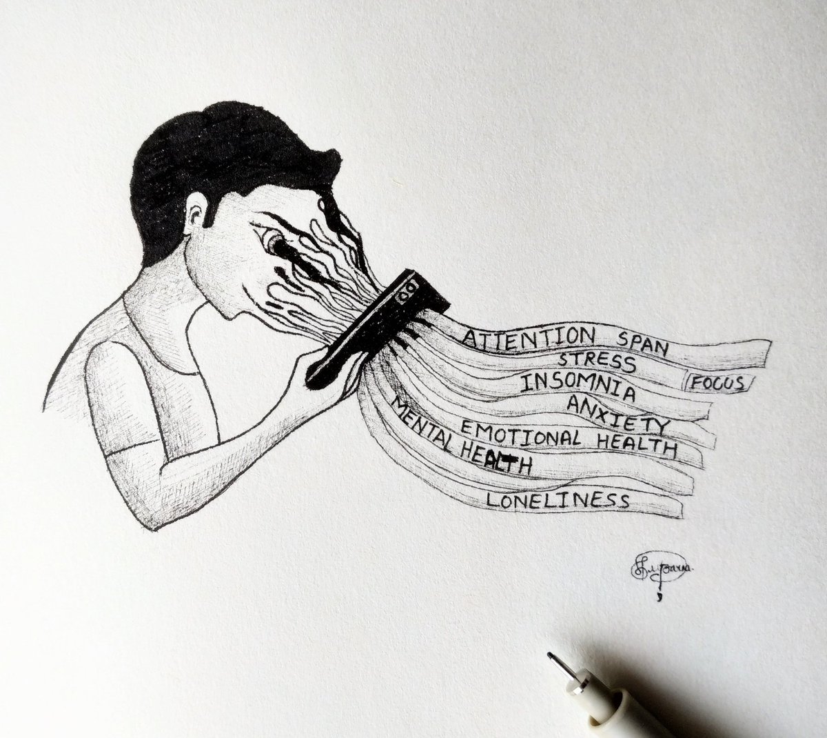 SuparnaMaji5's tweet image. Inktober 2025 | Day 12 : Shredded
#inktober #october #inktober2025 #Shredded #inktoberofficial #inktober #inktoberchallenge  #inkart #art #creativity #artwork #attentionspan #distractions #focus #shred #phones #socialmedia #socialisolation #awareness #MentalHealth