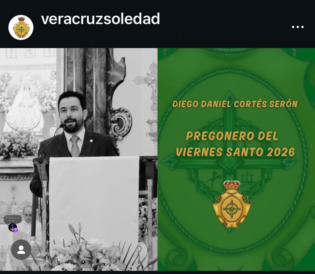 Con muchísima responsabilidad y mucha ilusión, he aceptado el reto de pregonar en Alhaurín de la Torre, el Viernes Santo 2026 de <a href="/VeraCruzSoledad/">Vera+Cruz Alh Torre</a> 

Vamos a por ello!!!
