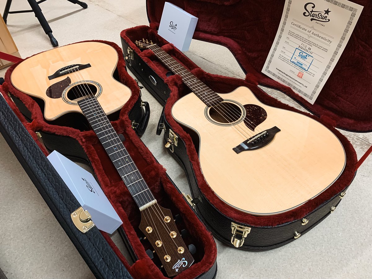 starsun_jp's tweet photo. 5月のサウンドメッセin大阪とTOKYOハンドクラフトギターフェスの後に納品させていただいたギターがすべてSOLDとなり追加オーダーをいただきました⭐️
先ずはご近所Red Guitars様の分、F120-GAとF130-GAの調整が完了しましたので納品させていただきます✨
#starsun #redguitars https://t.co/gXWK6sNgtk