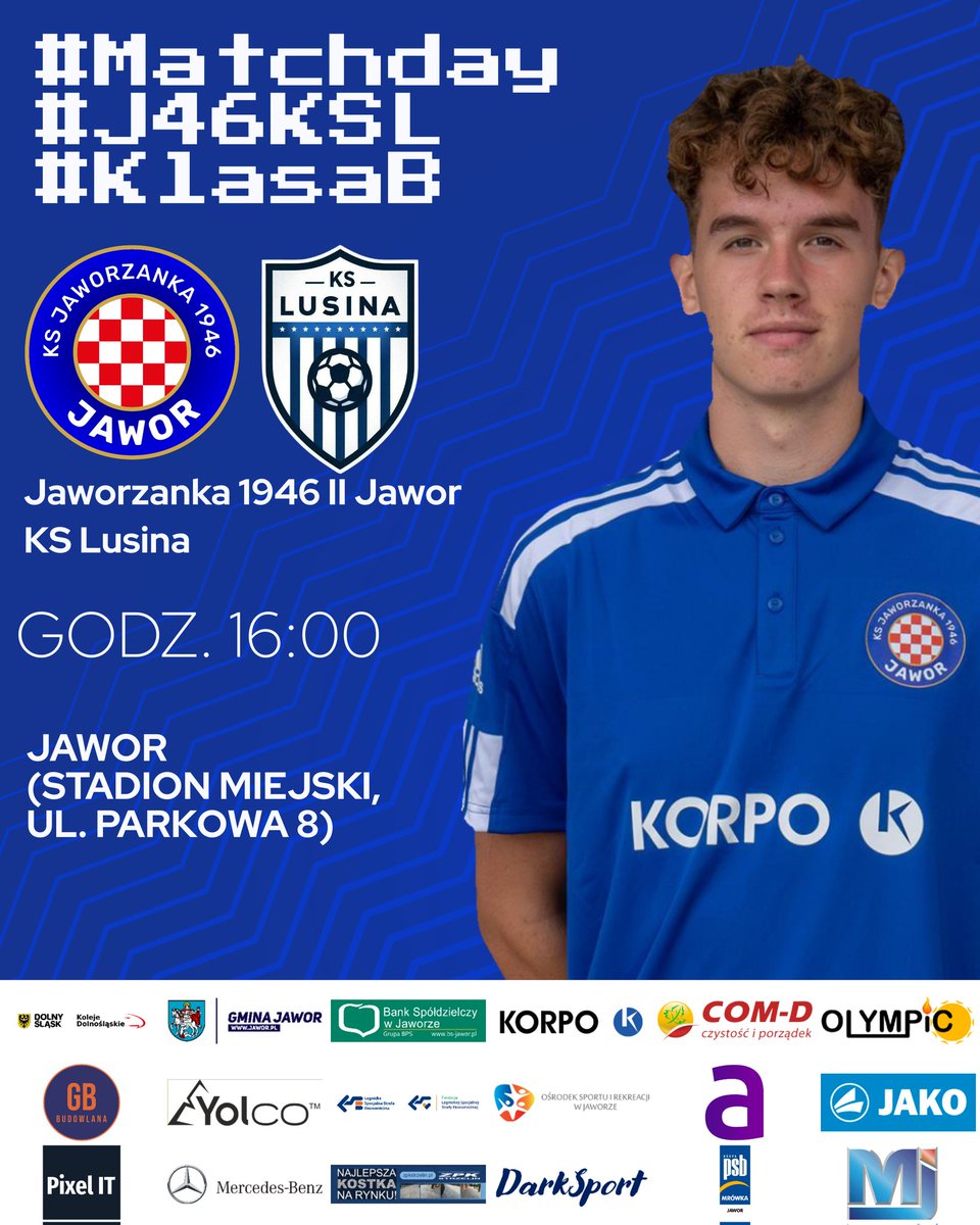 KuzniaJawor's tweet image. #Matchday #J46KSL #Rezerwy #KlasaB 🔵⚪🔴

🏆Klasa B gr. IV Podokręg Legnica - sezon 25/26 - 8.kolejka
⚽️Jaworzanka 1946 II🇭🇷🆚KS Lusina🇳🇮
🏟Stadion Miejski w Jaworze ul. Parkowa 8
📅11.10.25
🕚Godz. 16:00
👨‍⚖️Grzegorz Woronok (KS Legnica/rejon Legnica)
☁️13°C, 1025 hPa, 🌬25 km/h
