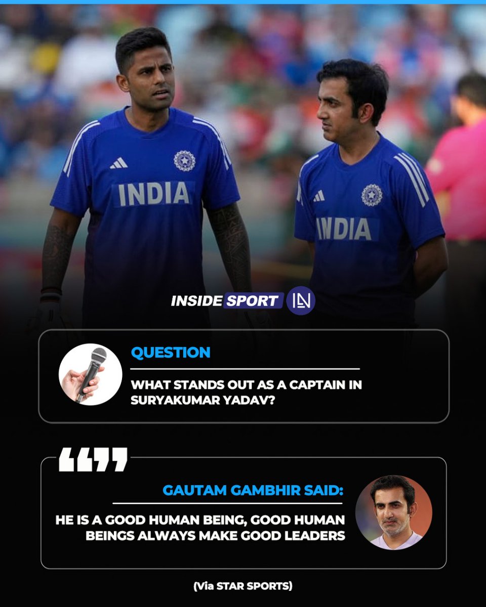 InsideSportIND's tweet image. Gautam Gambhir praises Suryakumar Yadav for his exceptional character 🙌🏻🏏

#GautamGambhir #SuryakumarYadav #T20 #IndianCricket #Insidesport #CricketTwitter