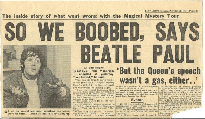 BeatlemaniaUK's tweet image. Can you name the month and the year?

Paul appears live on The David Frost Show to defend Magical Mystery Tour

#Beatles #TheBeatles #Quiz