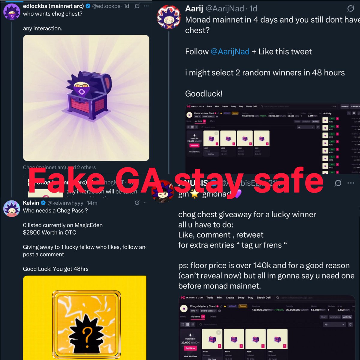 n0_vist's tweet image. gmonad

Pls stay safe from these fellows @AarijNad @edlockbs @AnubisEgx @kelvinwhyyy , they are farming with empty chests 

Wait for the real one from me, in the next hours I will post it!