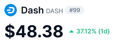 Yeicrypto's tweet image. $DASH is back to the top 100 with a daily +30%.