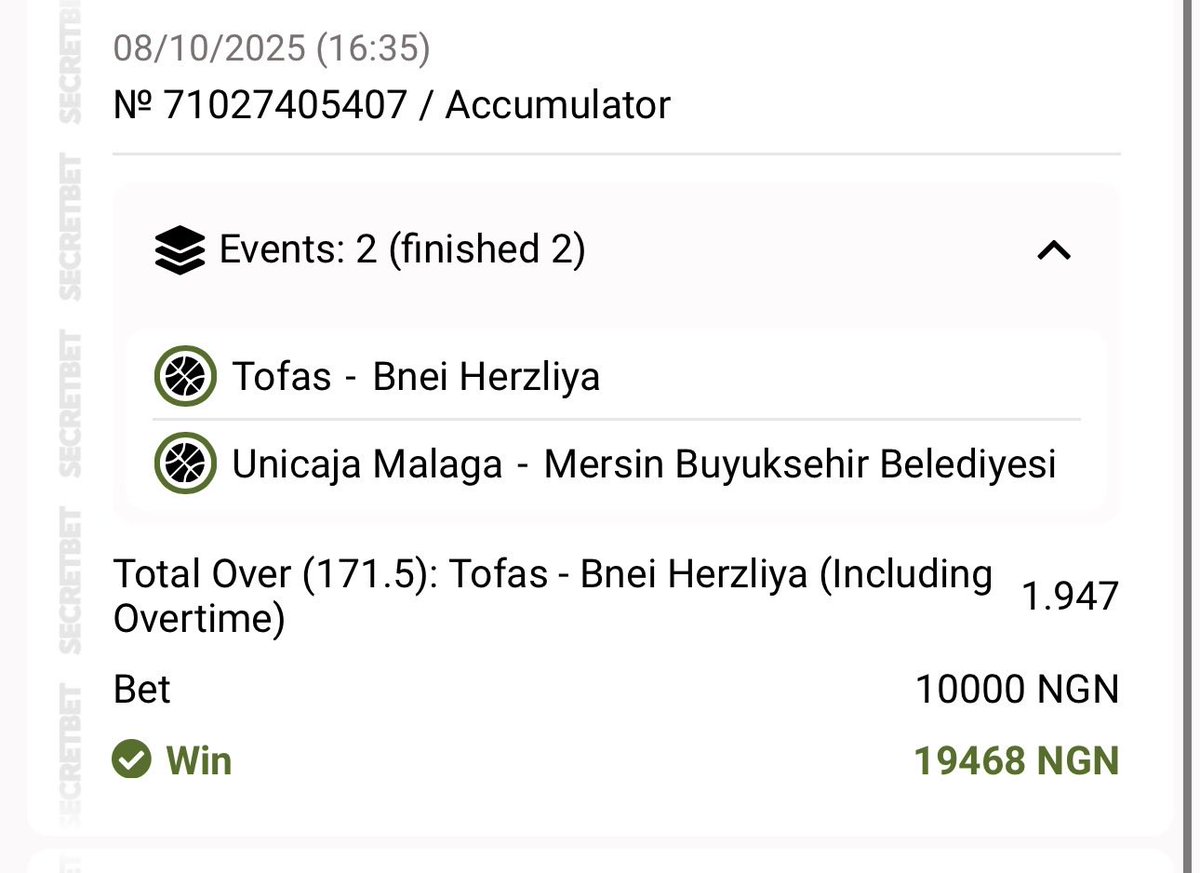 FATHYBETTIPS's tweet image. 2 odds MAXBET on secret bet  won ✅✅🤝🍀🍀🍀🙌

Don’t have account yet register 👉refpa35840.pro/L?tag=d_469737…

Promocode 👉 FATHY