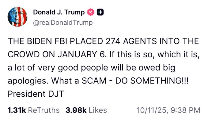 bluebirdpoopies's tweet photo. @harryjsisson Why did Donald Trump pardon all those FBI agents he was in charge of on J6? https://t.co/poer1dH2oz