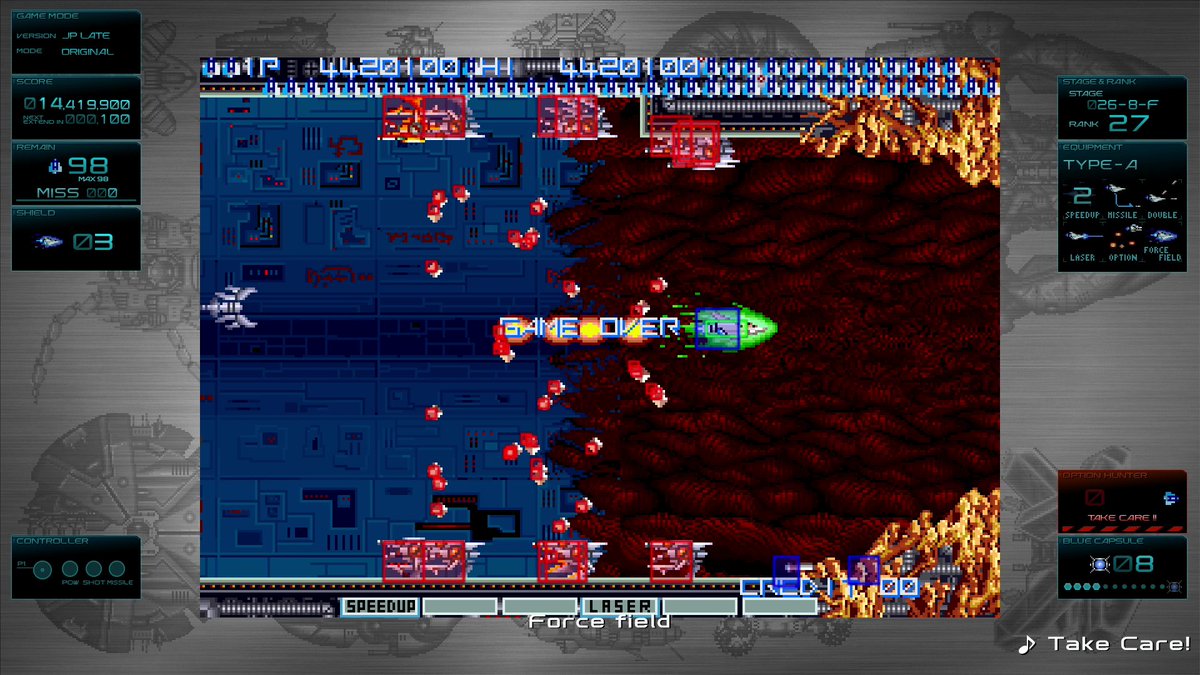 skillsmith_bug's tweet image. 100機ゲームオーバーは元々当たり判定付き19周目プレイ動画のおまけで8面だけ付けようかなと思ってたんですが、100機GOの方がメインっぽいよなぁと思い直して当たり判定出したまま26周目もう1回やりました。
スコアさえ知ってれば、ね。
そんなわけでそのうちyoutubeに全編出します。