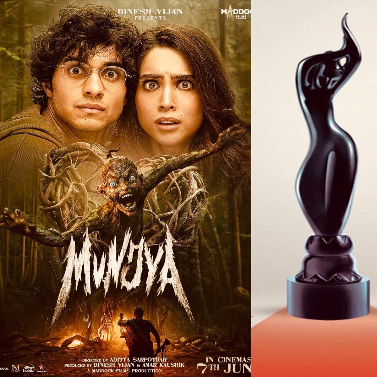 Rcoolmovies's tweet image. Winning the 2025 Filmfare Award for

Best VFX #VisualEffects 

#Redefine

#Munjya (film) directed by Aditya Sarpotdar truly a bewitching supernatural comedy horror! 

the shrivelled creature Munjya is terrifyingly lethal as it blends &amp;amp; entangles itself. @MaddockFilms @filmfare