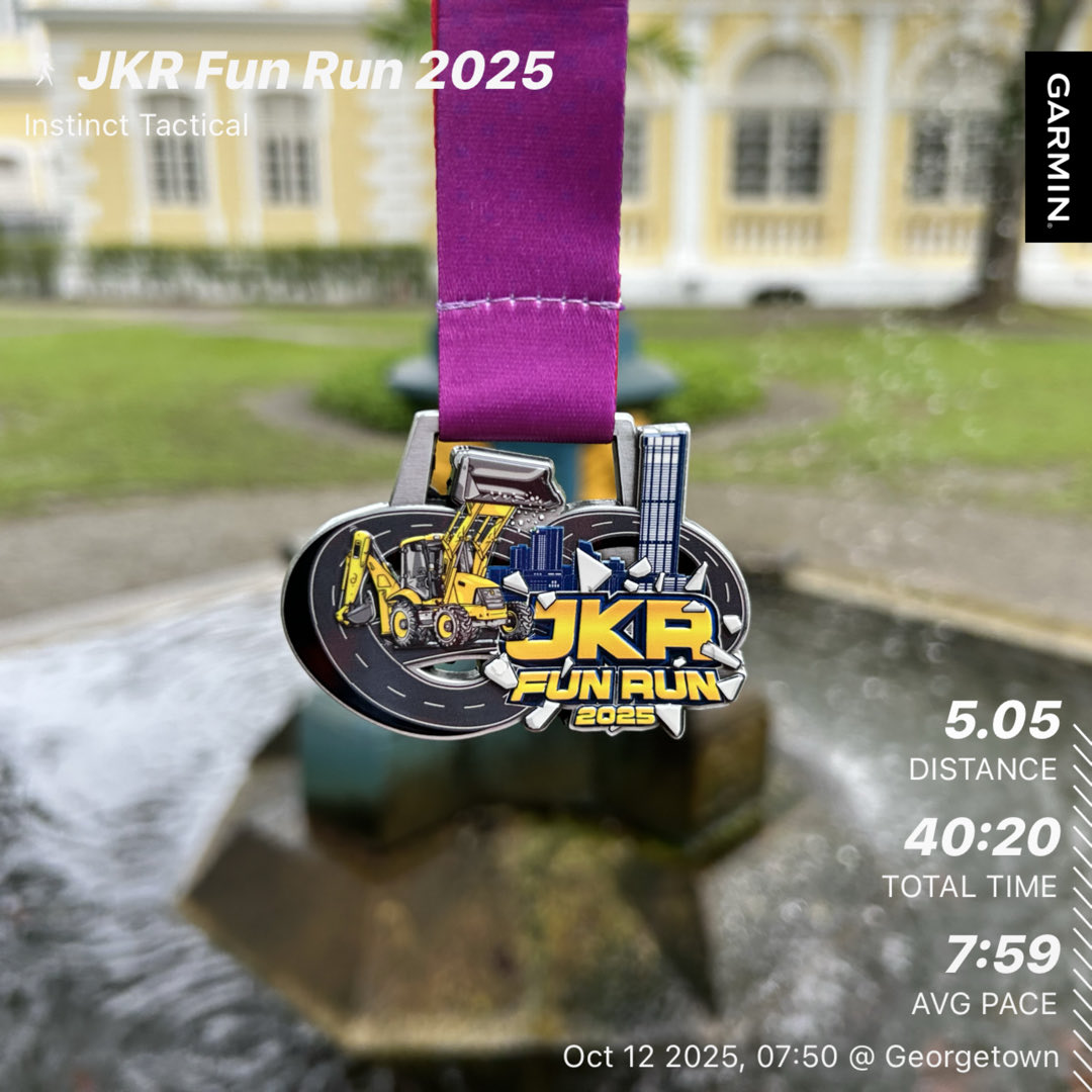 Padang Kota, Georgetown
Pulau Pinang 

JKR Fun Run 2025 

kembali berlari sejak sekian lama

akhirnya, sakit di kaki 'terjaga' kembali

ini kisah awal pagi tadi