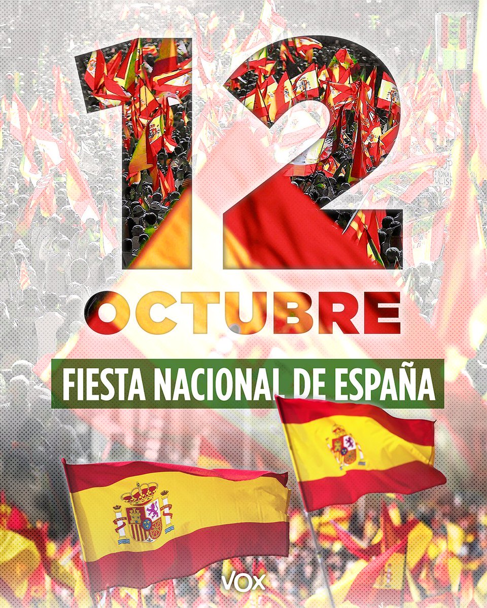 ¡Feliz Día Nacional de España!

¡Feliz Día del Pilar! 

¡Y Feliz Día de la Hispanidad! 

Hoy, #12deOctubre, los españoles tenemos mucho que celebrar.

VIVA ESPAÑA SIEMPRE 💪🇪🇸