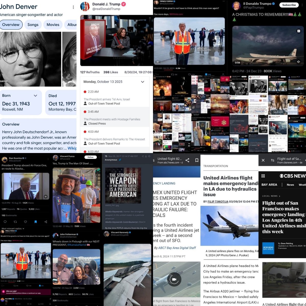 🚨PRESIDENT TRUMP PLANE CRASH🚨
 ✨✨✨SKY EVENT✨✨✨ 

President Trump flies To Israel Oct 12🇮🇱

John Denver Died Oct 12 In A Plane Crash 🛩

Cuz I'm Leaving On A Jet Plane Don't Know When I'll Be Back Again 🛩👀

Q Saving Israel For Last 🇮🇱

Trump "I Will Never Give Up Even In