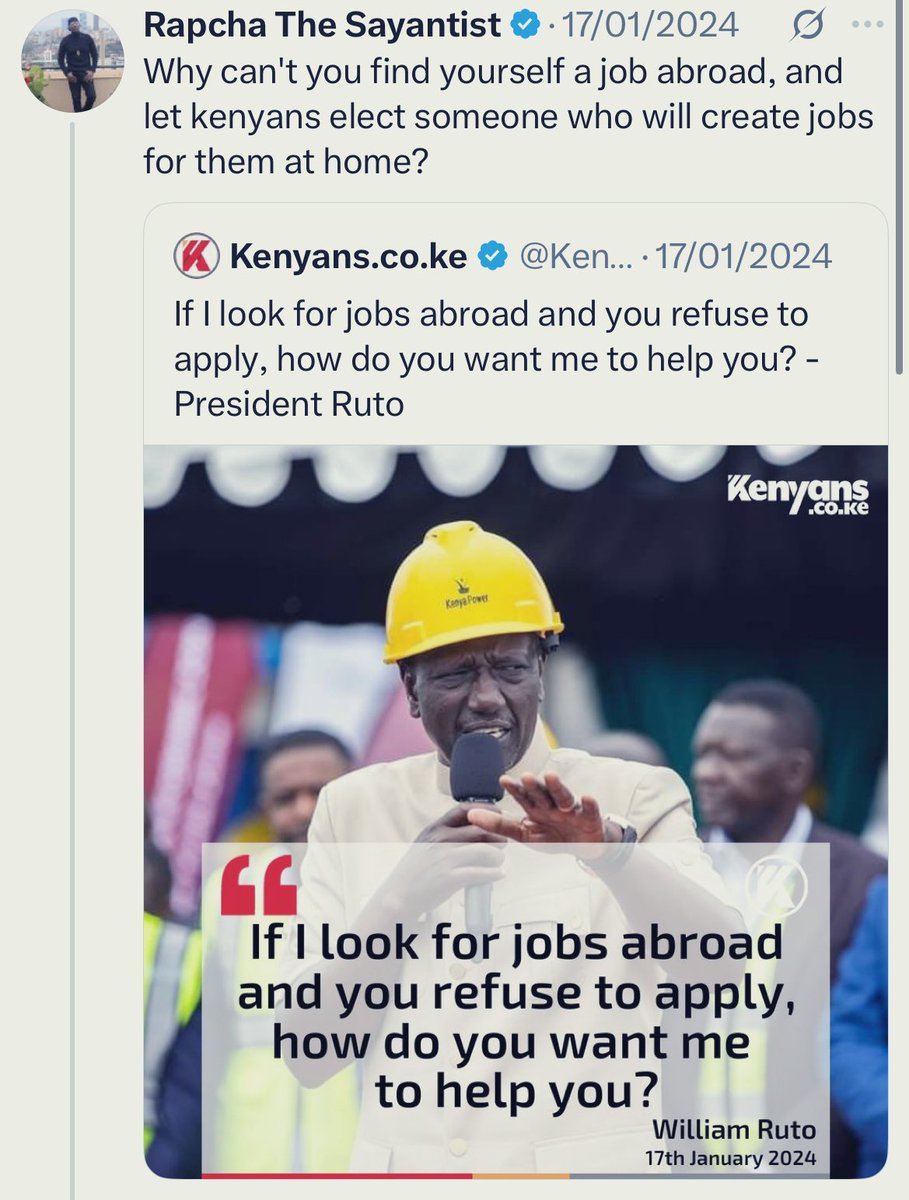 This one of the best and savage reply  ever seen in Kenya.