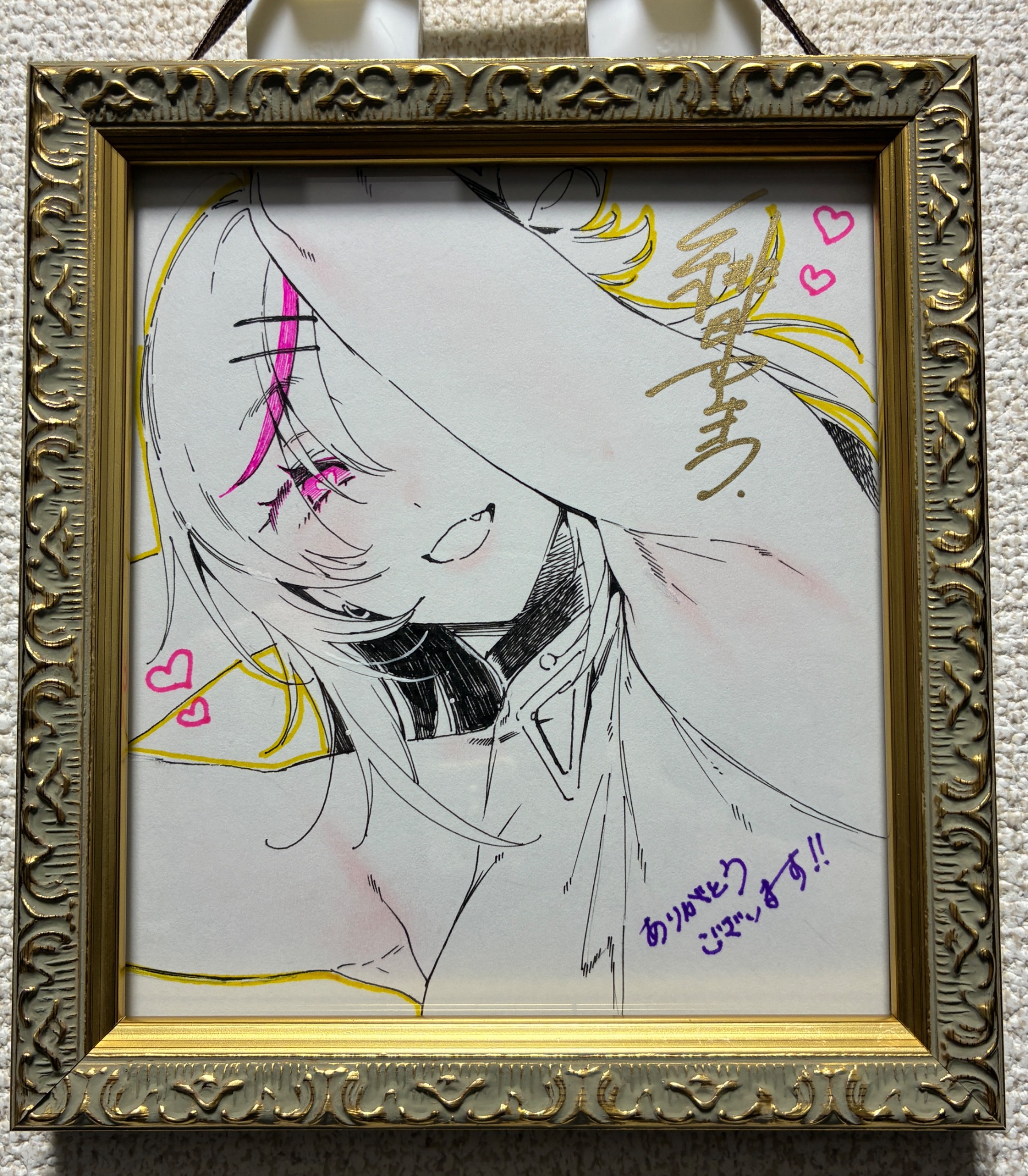 X JAPAN 直筆サイン色紙　額装 X JAPAN直筆 サイン X JAPAN/エックス 直筆サイン入り色紙