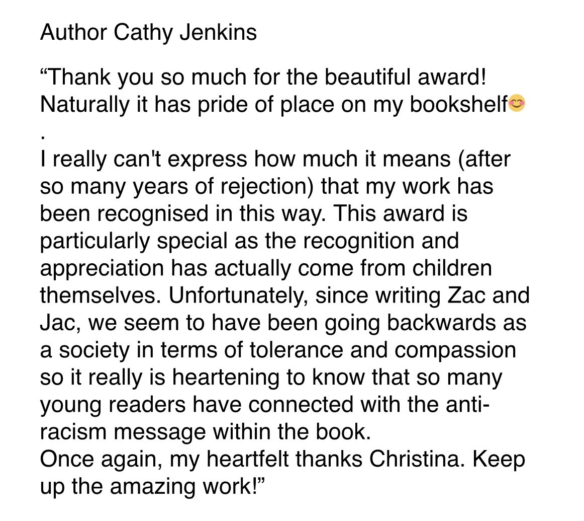 ChildrensLFests's tweet image. Cathy Jenkins #author
“I really can&apos;t express how much it means (after so many years of rejection) that my work has been recognised in this way. This award is particularly special as the recognition and appreciation has actually come from children themselves.”
#clfbookawards