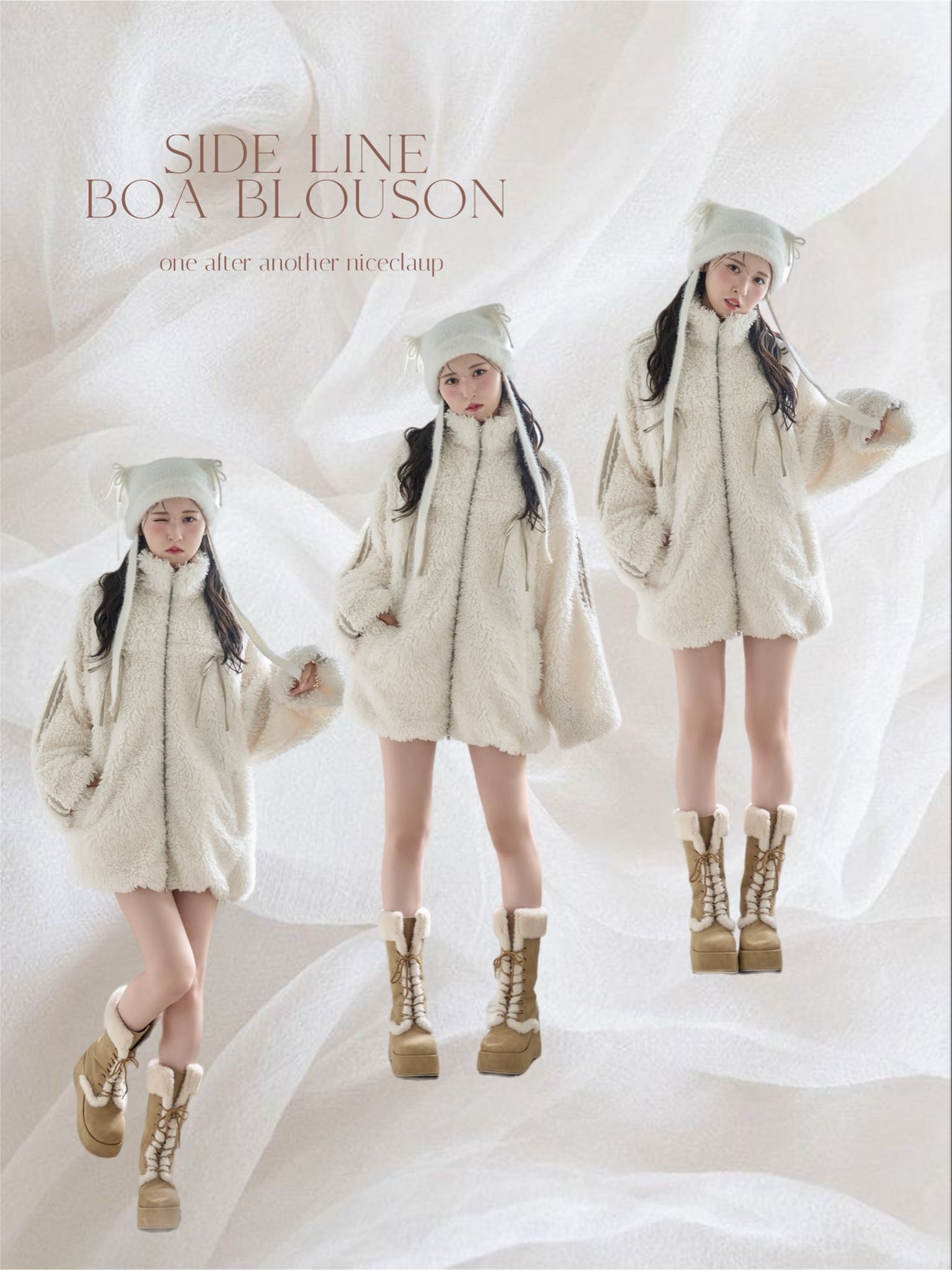 サイドラインボアブルゾン ナイスクラップ アイボリー NICECLAUP