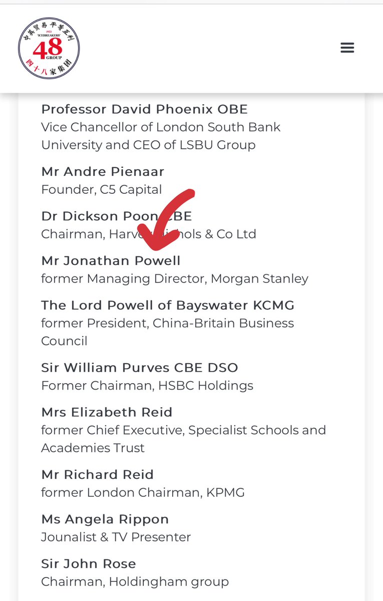 🇬🇧 national security adviser Jonathan Powell is listed as a fellow on the website of the 48 Group Club, a networking organization whose stated mission is to “connect China to the world” and has close links with the 🇨🇳 CCP.

dailymail.co.uk/news/article-1…