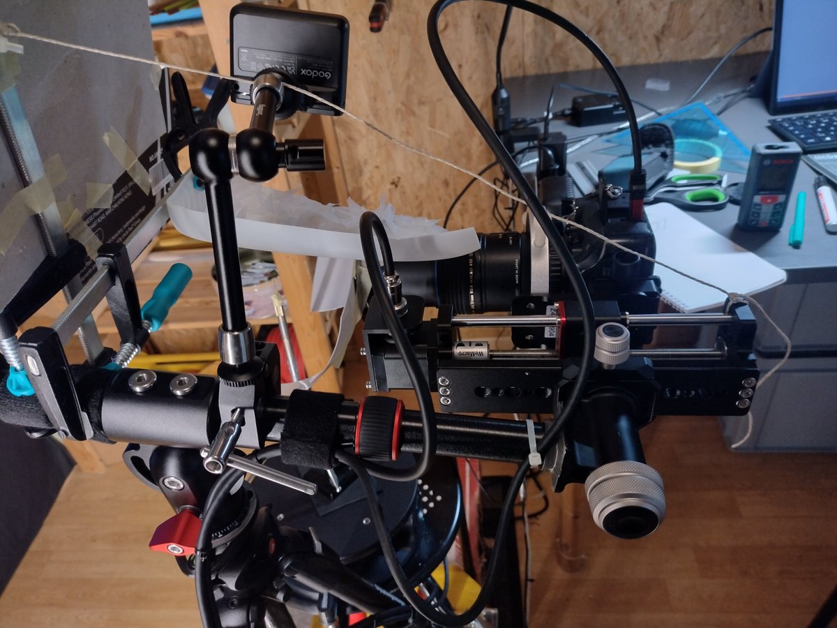 DanyBittel's tweet image. Sorry for the late reply, you got marked as spam. I use a rotary disk for the specimen, then a tripod with a boom arm where I mount an automatic focusing rail and the camera on top.
