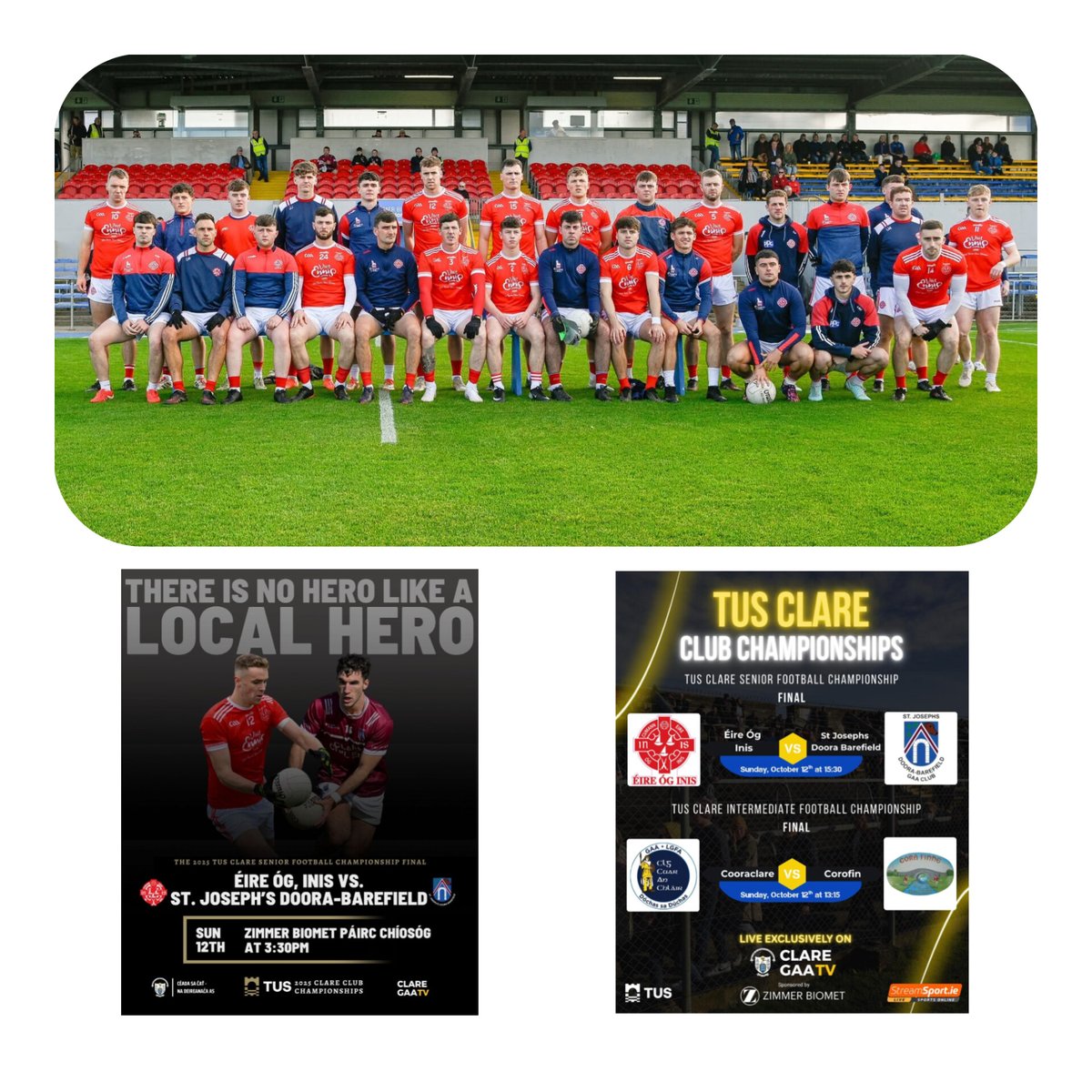 CLGEireOgInis's tweet photo. 1/2
Another Sunday and we are blessed to be in another senior final. Bring all of your colour and flair to the Park and let your voices be heard! 

Our lads will be in the pitch just before 3pm and will be closely followed by the Éire Óg Senior Football Champions of 2000 who... https://t.co/ln5FUa0Z04