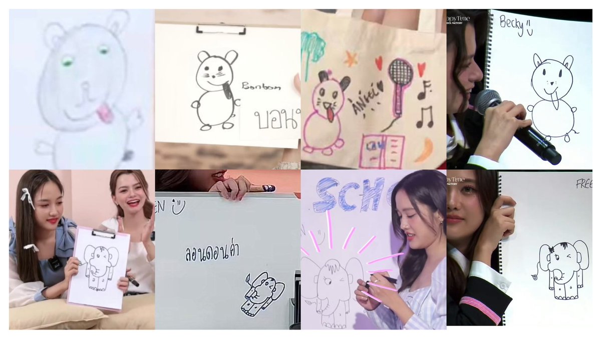 BeanBeanNew's tweet image. Bonbon's tongue getting longer in the drawings as years go by being an actual representation of reality and the consistency of the elephant always having bangs 😂😂
Picasso who?! Hang these masterpieces in the Louvre
#FreenBecky #ฟรีนเบค
#srchafreen #BeckysAngels
