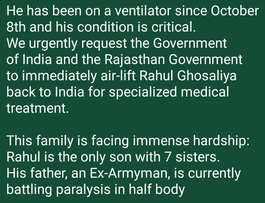 riteshjan1821's tweet photo. URGENT APPEAL to @PMOIndia @DrSJaishankar @rajgovt @RajCMO @BhajanlalBjp @GovindDotasra  @TikaRamJullyINC
Rahul Ghosaliya,S/o Ex-Armyman Shri Banshidhar Ghosaliya,from Village in Shahpura tehsil,Jaipur(Rajasthan),is currently a 5th-yearMBBS student in Kazakhstan.
#SaveRahulFMGEKZ https://t.co/kNbyPNTJVP