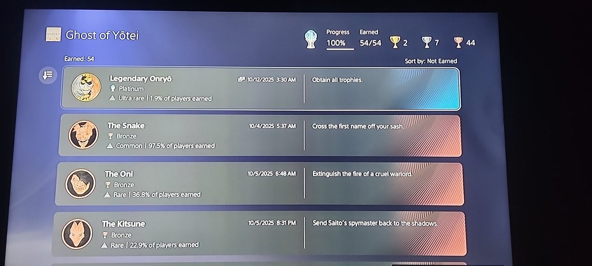 steelsplash2124's tweet photo. Ghost of yotei has been platinumed i enjoyed this game alot @SuckerPunchProd cant wait for legends mode https://t.co/YulUaTjAMv